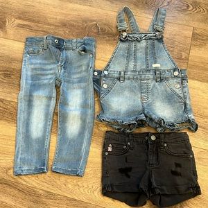 Size 2T Girls- Seven for all Mankind Jeans & Short Overalls. AG black Shorts.